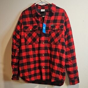 Columbia Sprague Springs Sherpa Button Down Buffalo Check Shirt Jacket NWT Sz. L